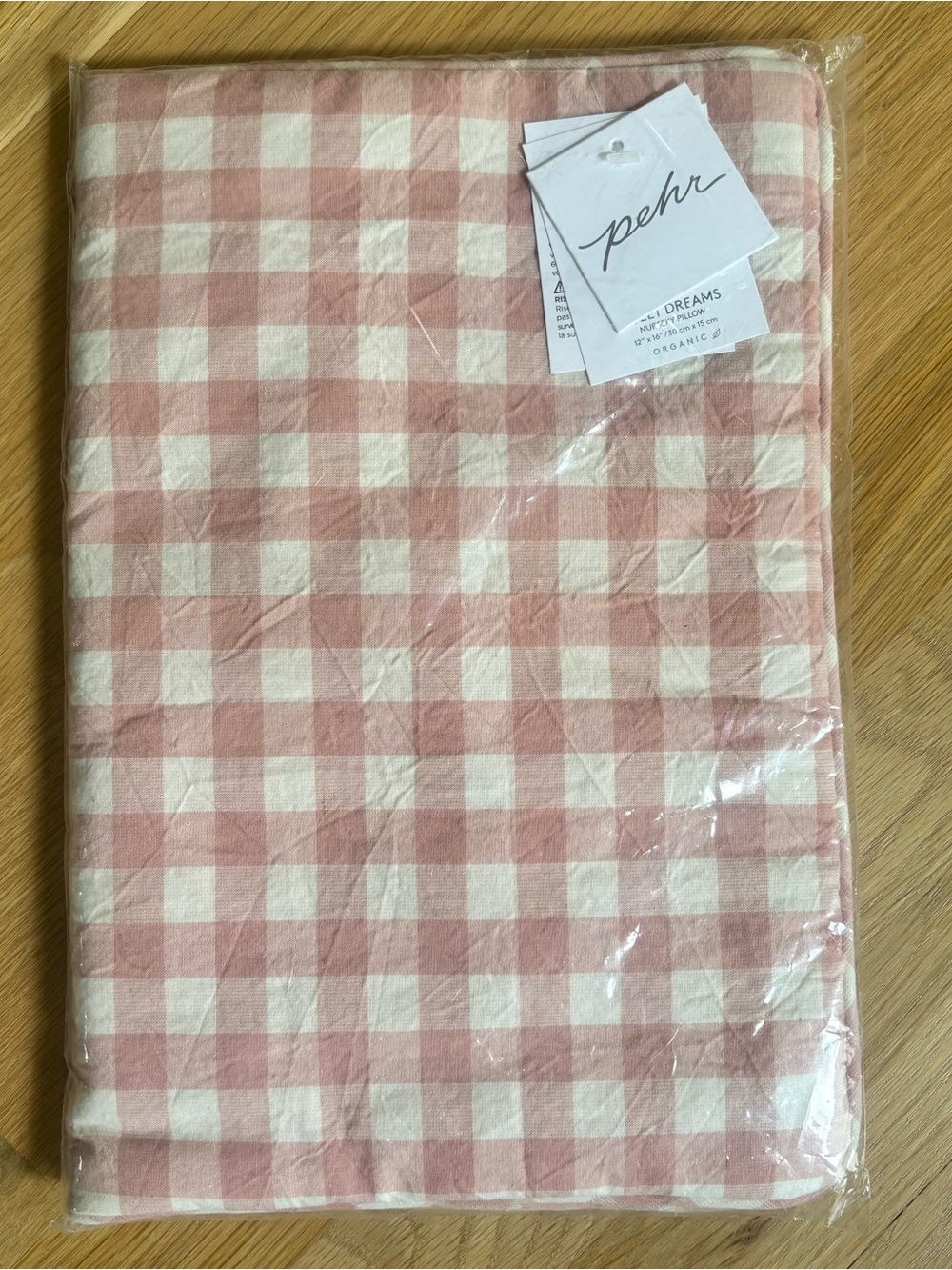 Pehr Pink Gingham Nursery Pillow Cover - Soft Pink & White
